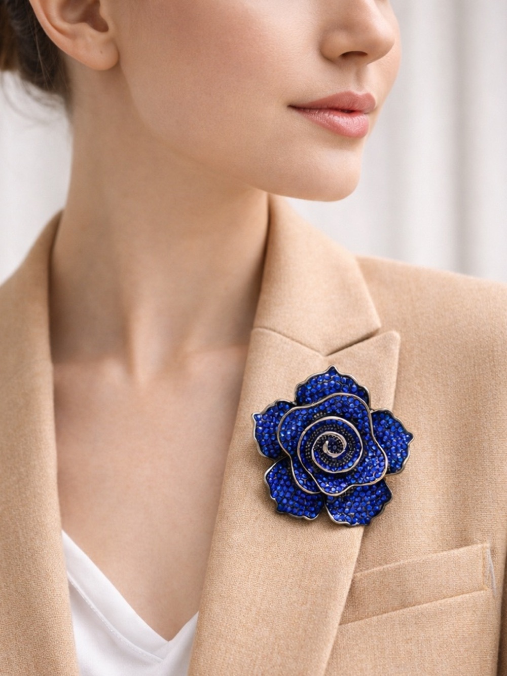 Royal Blue Rose Brooch